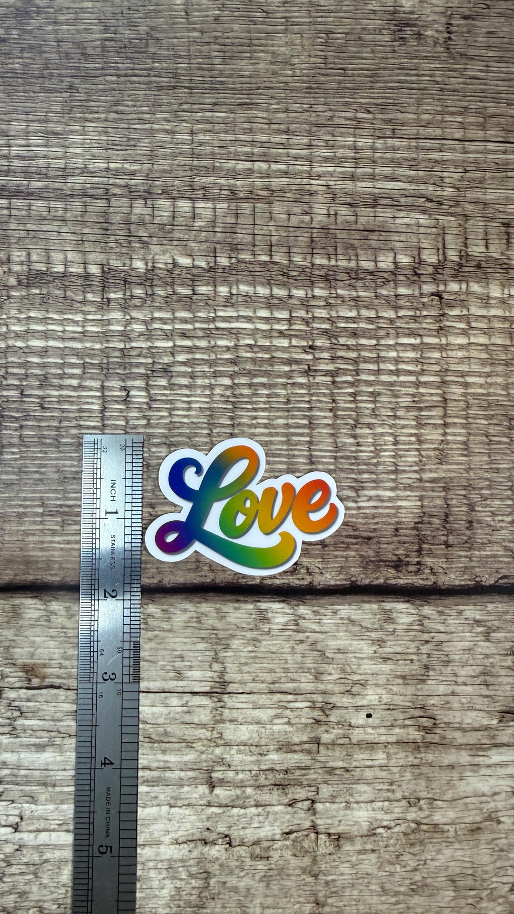 Love Rainbow Vinyl Sticker, Pride Laptop Decal, LGBTQ Ally Gift for Water Bottle, Colorful Cursive Love Sticker