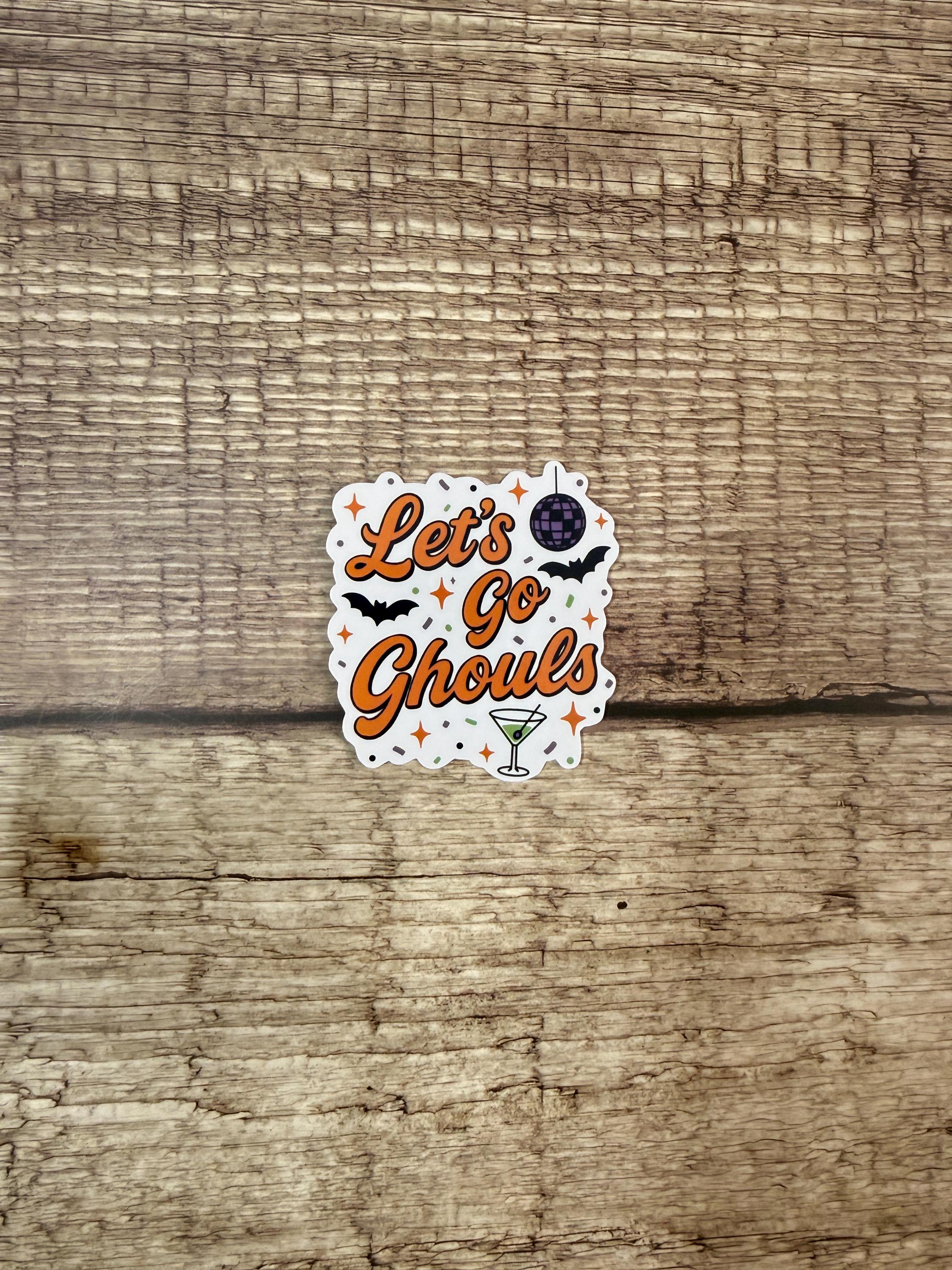 Cute Halloween Waterproof Sticker – "Let’s Go Ghouls" Ghost Vinyl Decal, Funny Halloween Gift