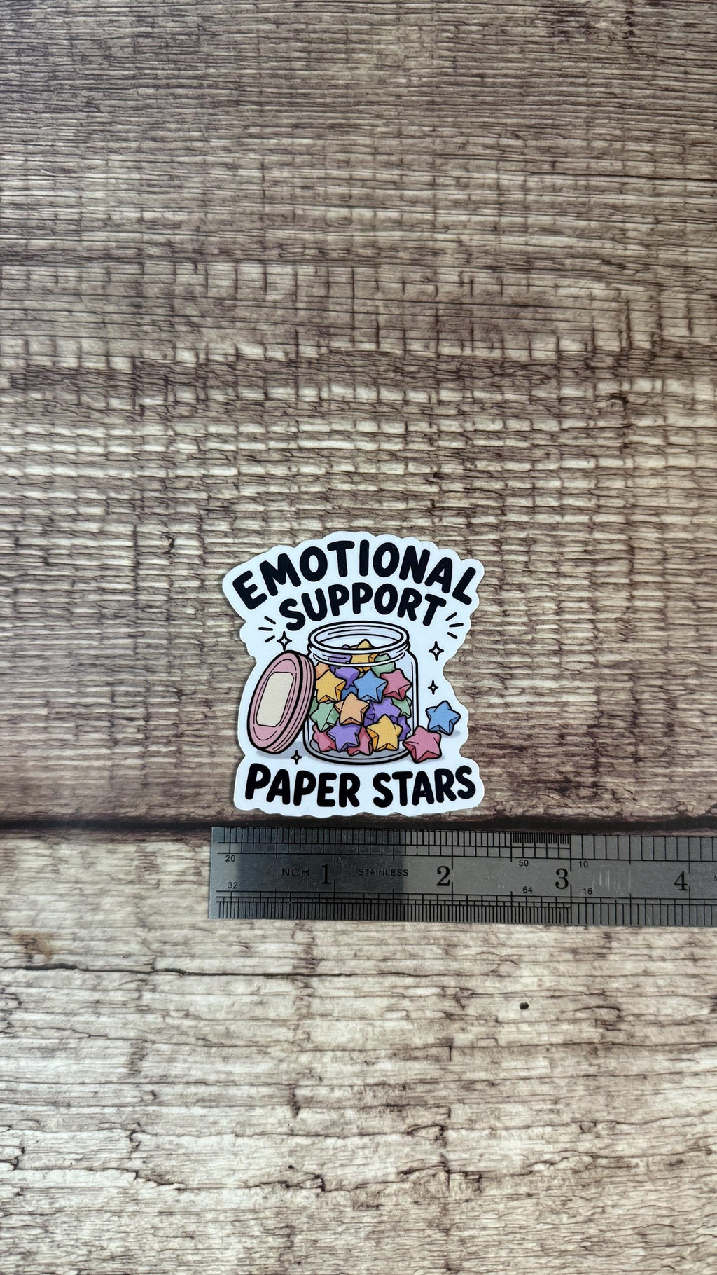 Emotional Support Paper Stars Sticker or Magnet, Origami Jar Vinyl Decal, Funny Mental Health Gift for Laptop or Fridge