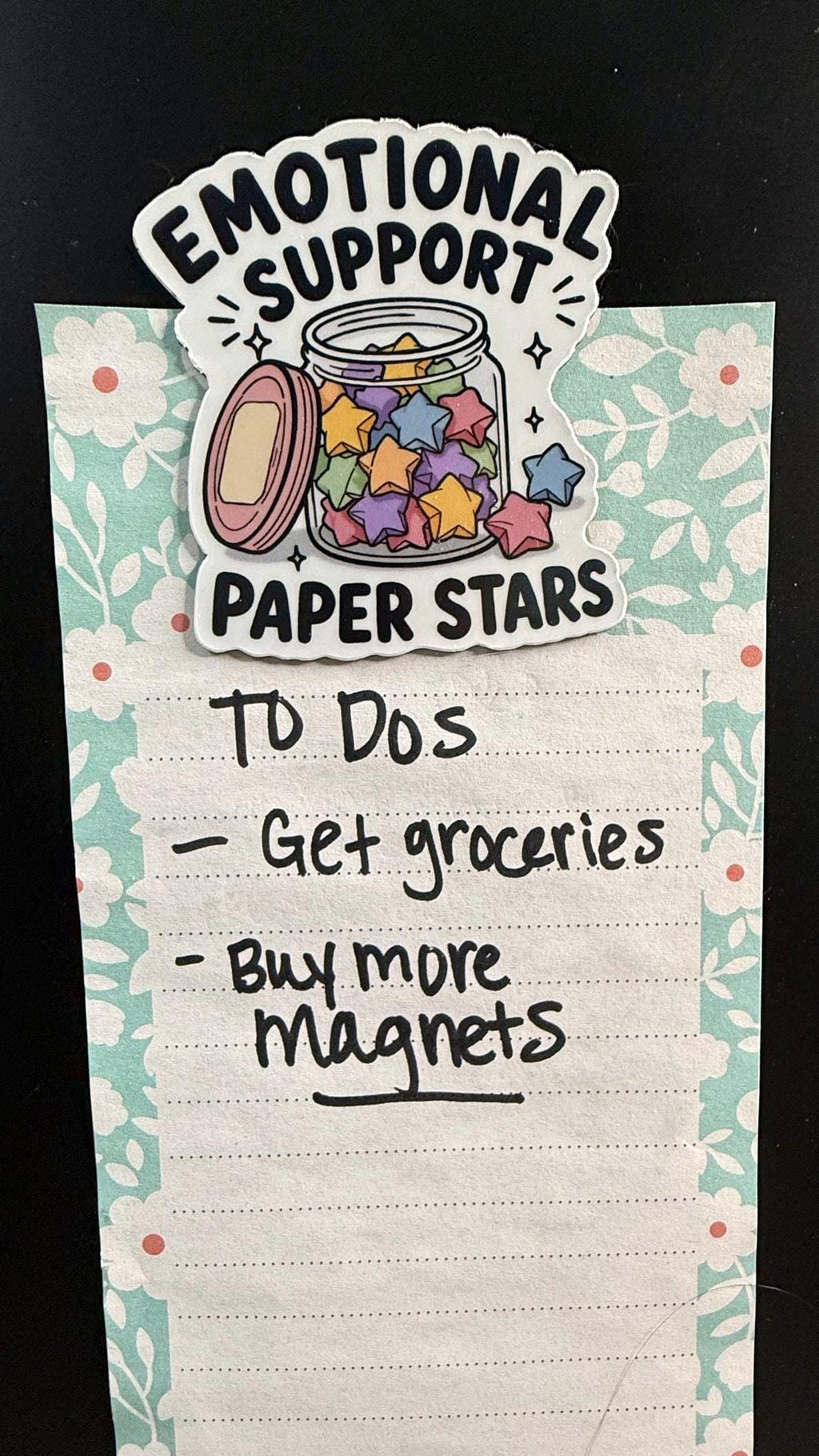 Emotional Support Paper Stars Sticker or Magnet, Origami Jar Vinyl Decal, Funny Mental Health Gift for Laptop or Fridge