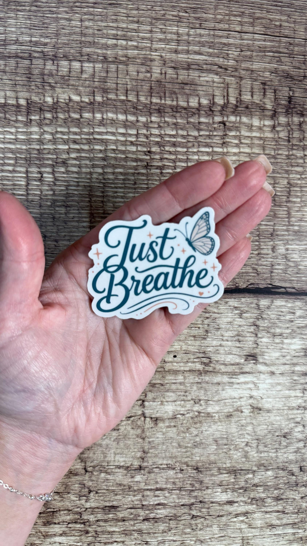 Just Breathe Butterfly Sticker, Inspirational Mental Health Gift, Calming Vinyl Decal - Waterproof