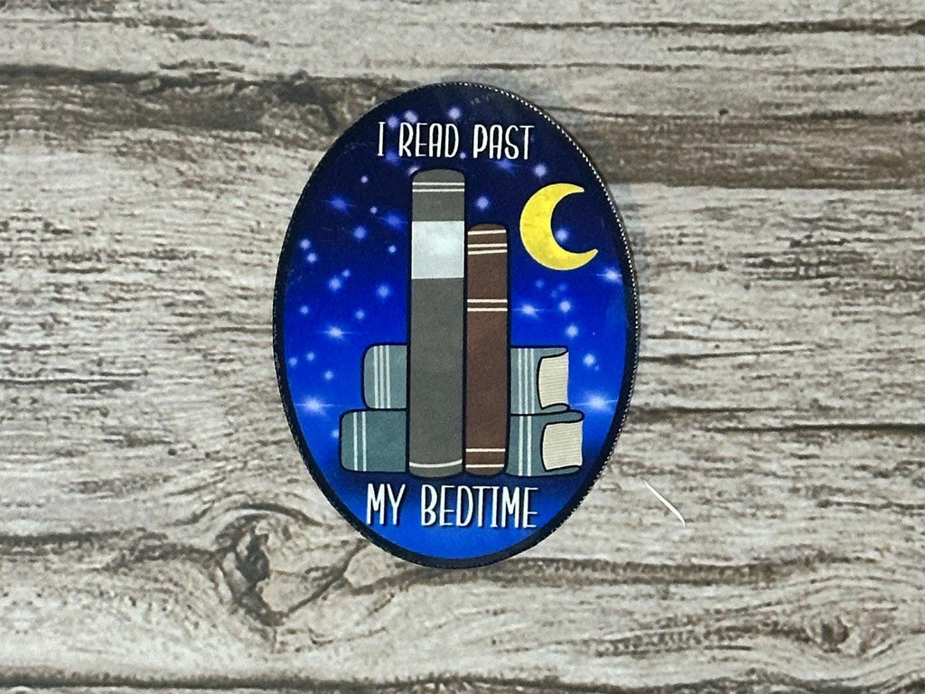 Funny Book Lover Waterproof Sticker "I Read Past My Bedtime": Reader Vinyl Decal Gift