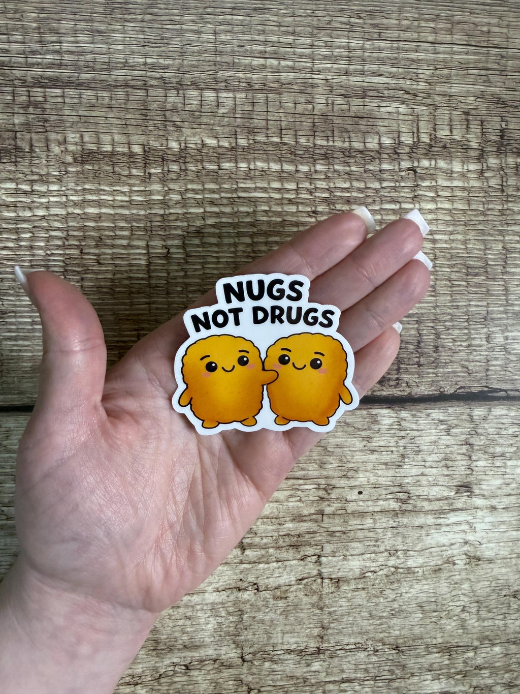 Funny Food Pun Waterproof Sticke "Nugs Not Drugs" Vinyl Decal Gift
