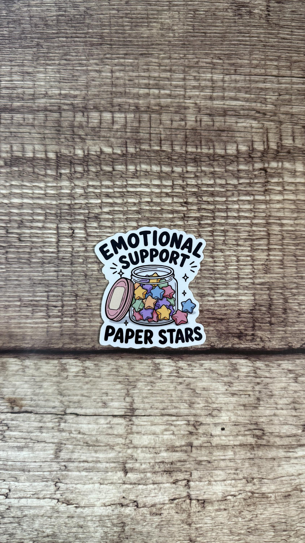 Emotional Support Paper Stars Sticker or Magnet, Origami Jar Vinyl Decal, Funny Mental Health Gift for Laptop or Fridge