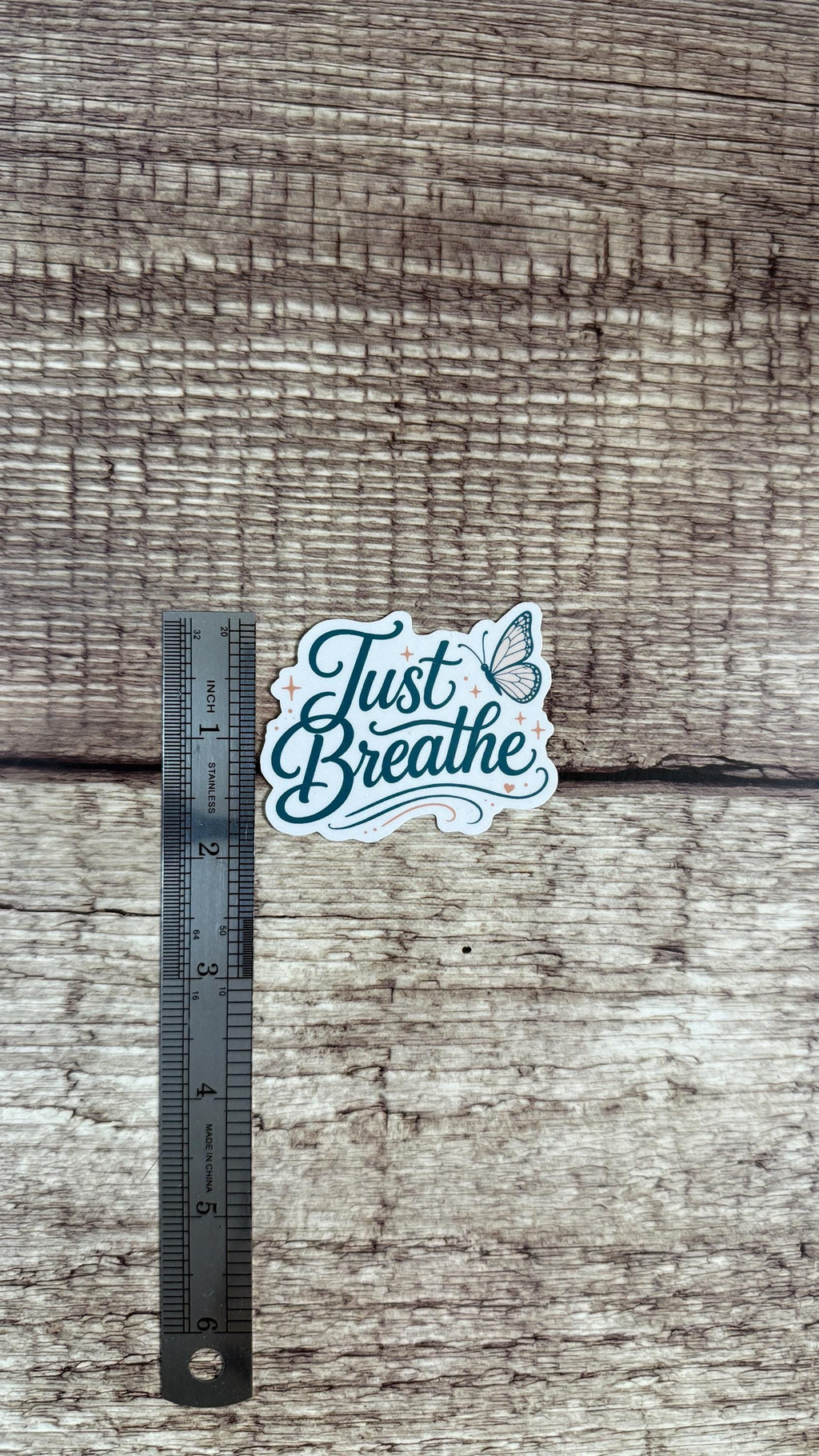 Just Breathe Butterfly Sticker, Inspirational Mental Health Gift, Calming Vinyl Decal - Waterproof