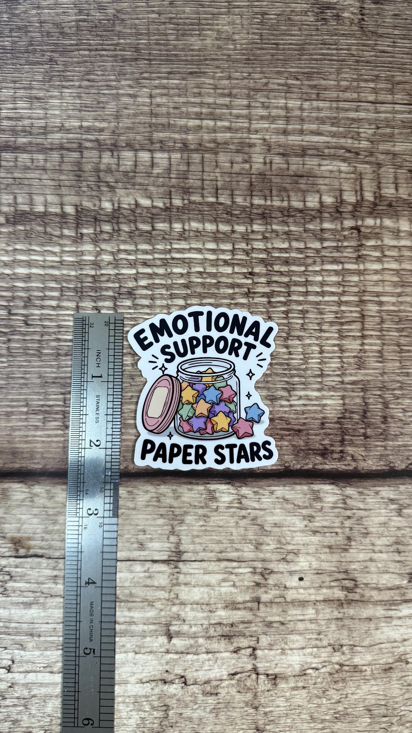 Emotional Support Paper Stars Sticker or Magnet, Origami Jar Vinyl Decal, Funny Mental Health Gift for Laptop or Fridge