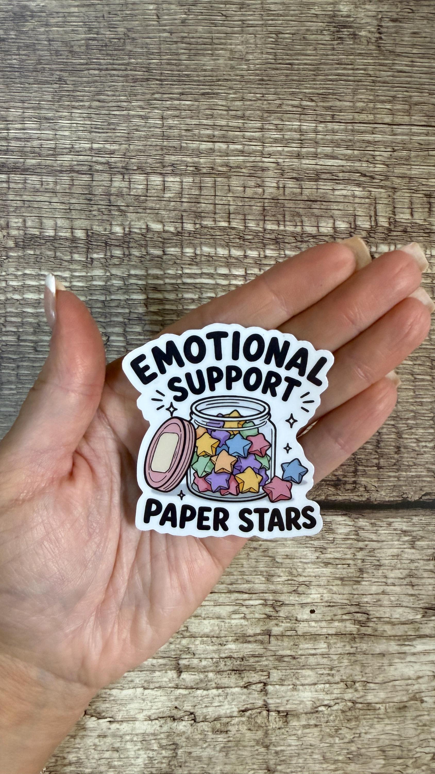 Emotional Support Paper Stars Sticker or Magnet, Origami Jar Vinyl Decal, Funny Mental Health Gift for Laptop or Fridge