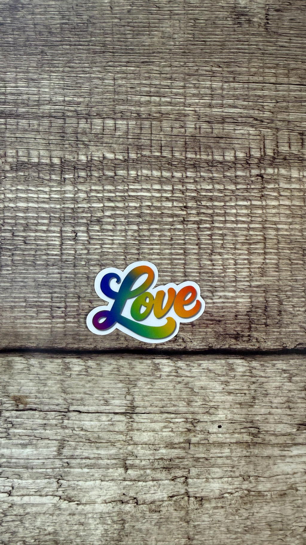 Love Rainbow Vinyl Sticker, Pride Laptop Decal, LGBTQ Ally Gift for Water Bottle, Colorful Cursive Love Sticker