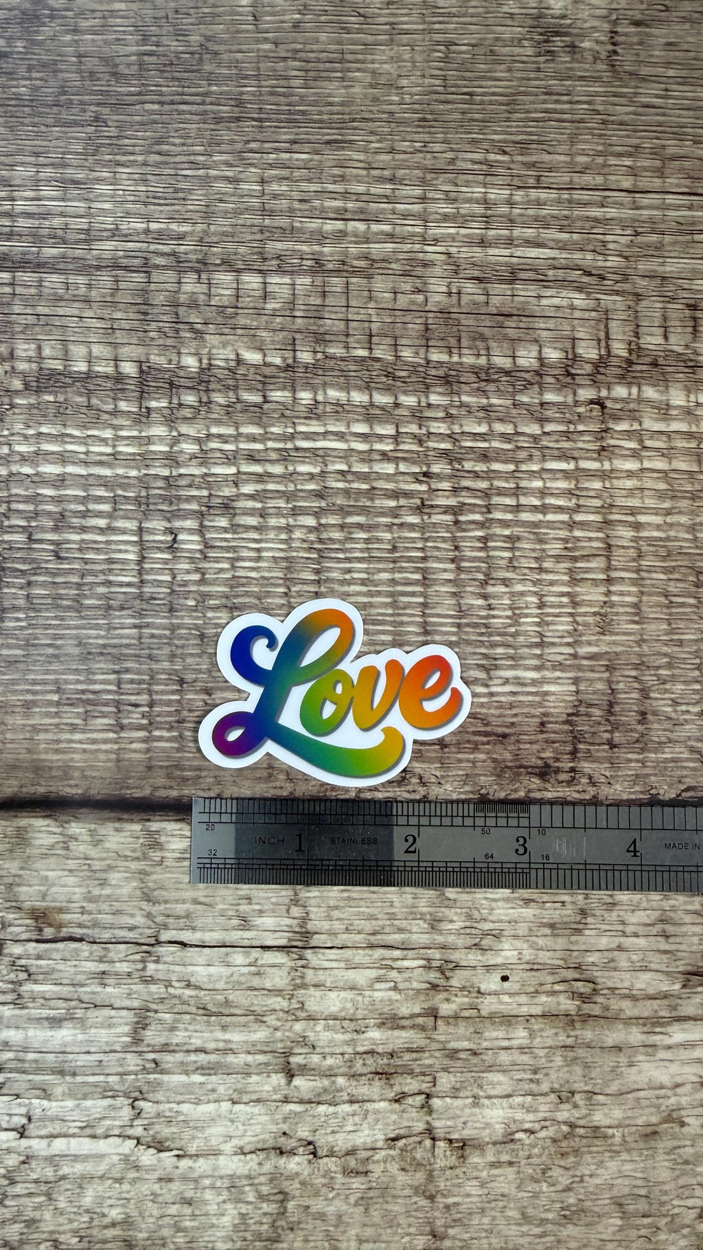Love Rainbow Vinyl Sticker, Pride Laptop Decal, LGBTQ Ally Gift for Water Bottle, Colorful Cursive Love Sticker