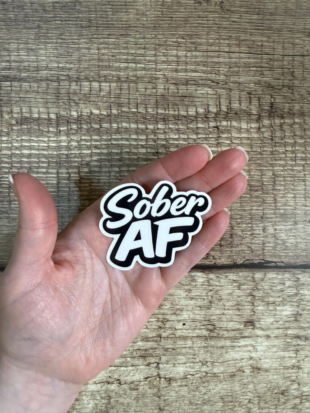 Sobriety Waterproof Sticker "Sober AF" Alcohol Free Vinyl Decal Gift