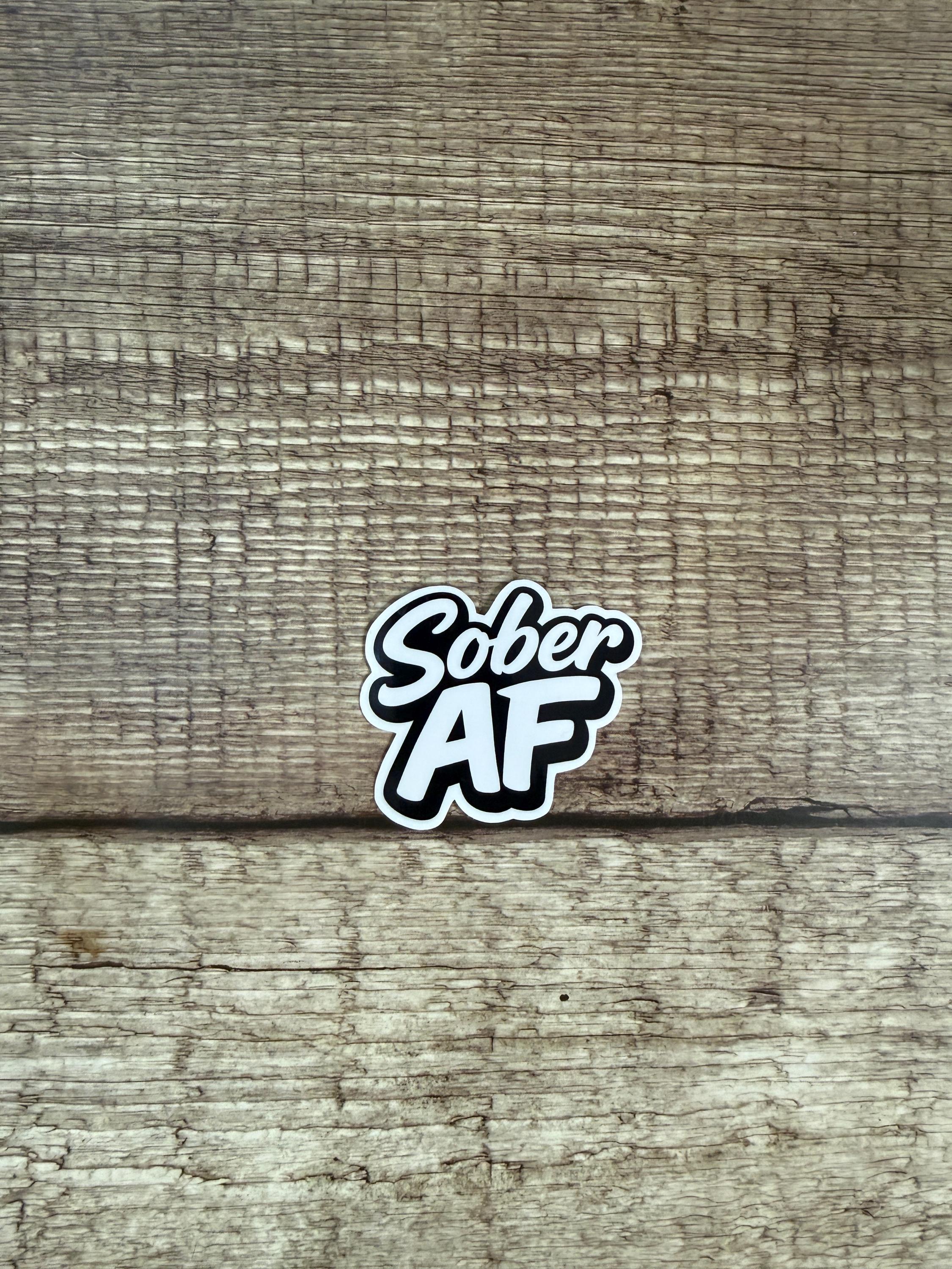Sobriety Waterproof Sticker "Sober AF" Alcohol Free Vinyl Decal Gift