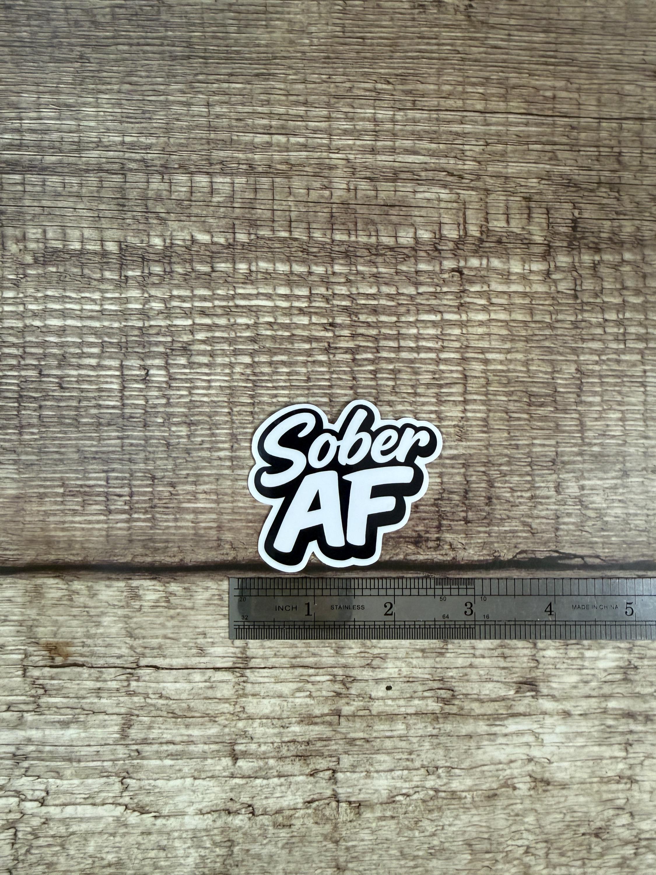 Sobriety Waterproof Sticker "Sober AF" Alcohol Free Vinyl Decal Gift