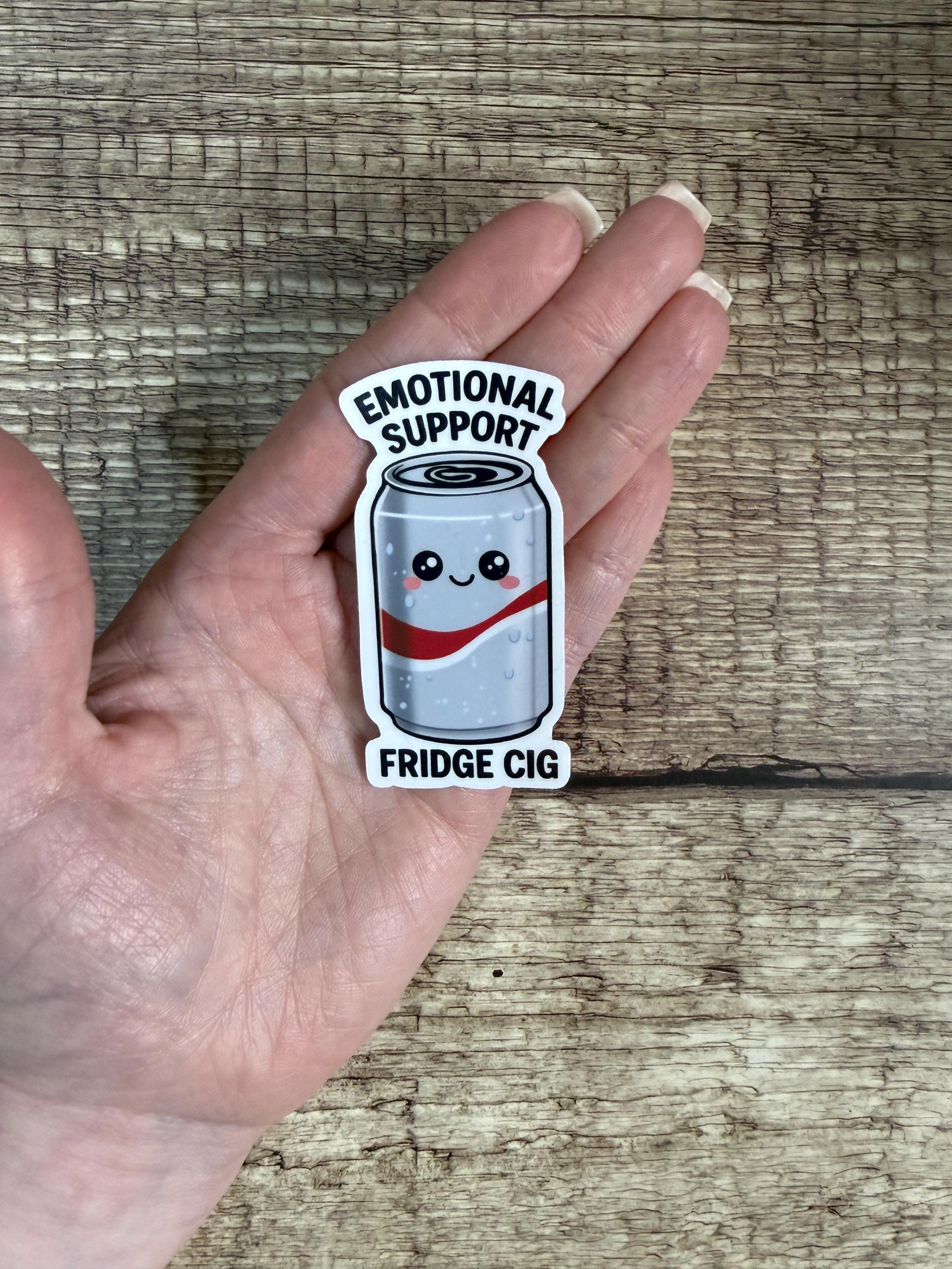 Emotional Support Fridge Cig Sticker | Funny "Diet Coke" Lover Decal | Vinyl Waterproof Sticker Gift