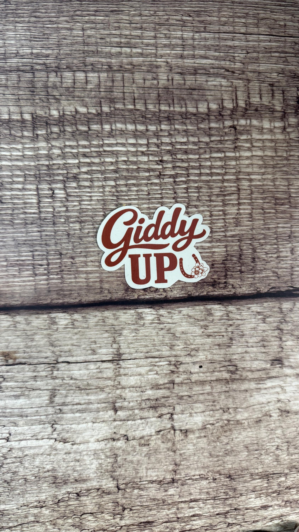 Giddy Up Sticker, Floral Horseshoe Country Western Vinyl Decal, Cute Cowgirl Gift for Laptop or Water Bottle