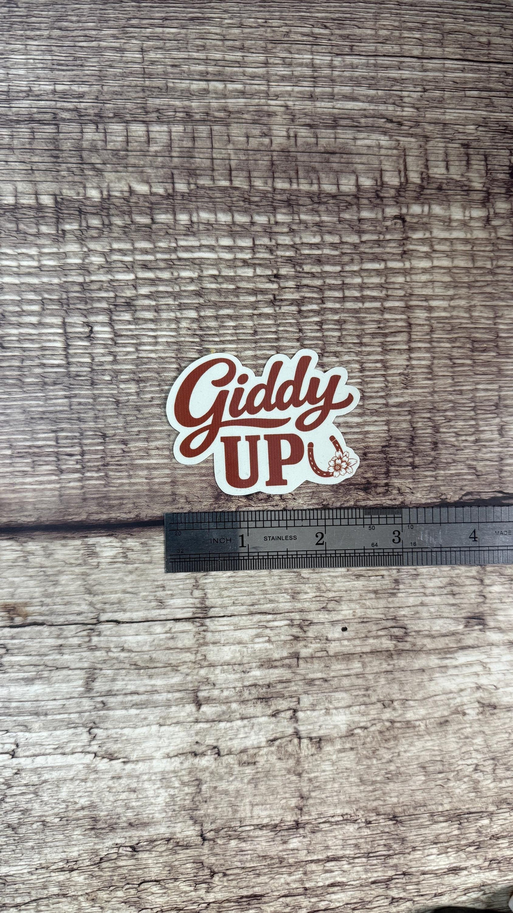 Giddy Up Sticker, Floral Horseshoe Country Western Vinyl Decal, Cute Cowgirl Gift for Laptop or Water Bottle