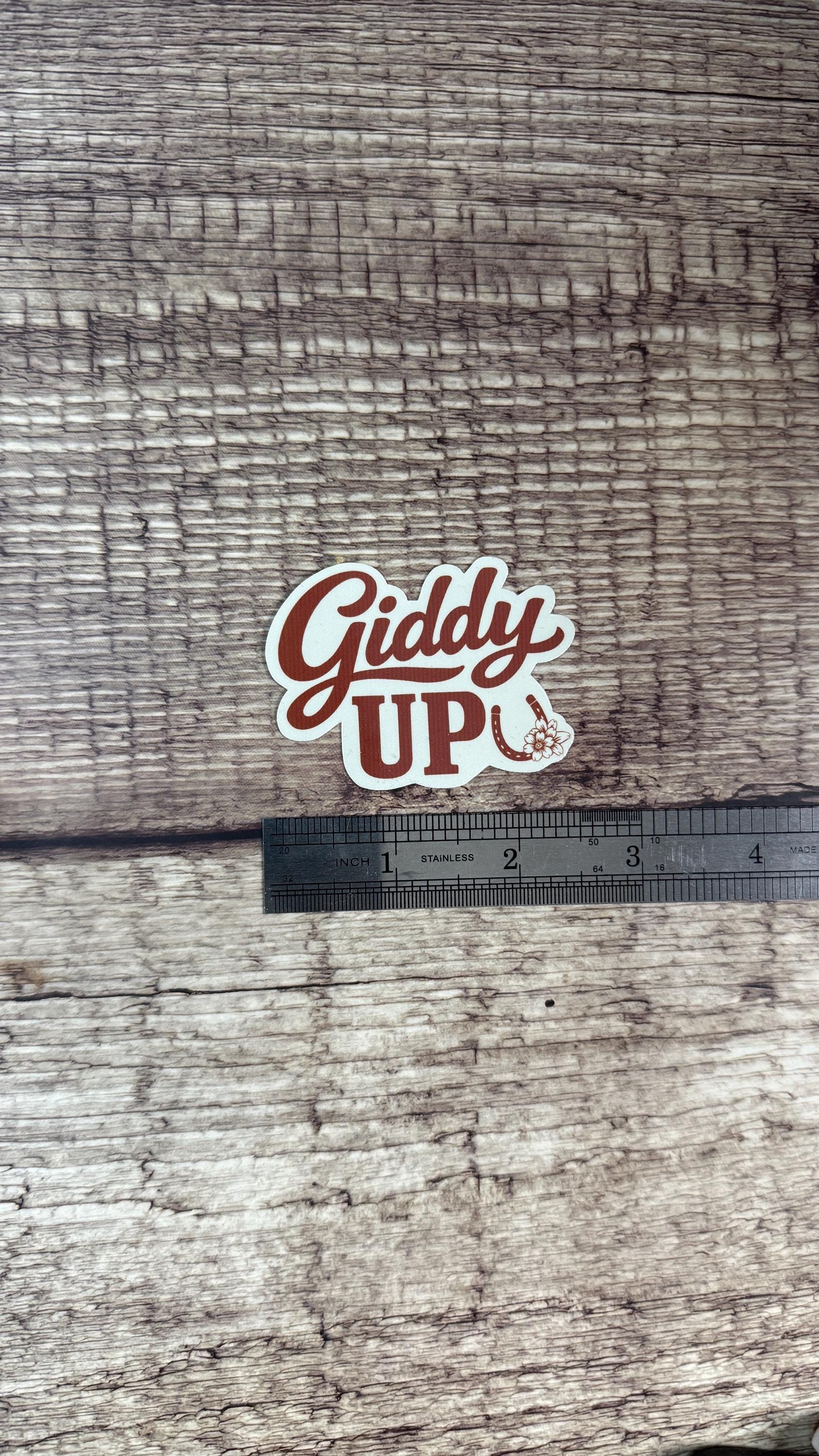 Giddy Up Sticker, Floral Horseshoe Country Western Vinyl Decal, Cute Cowgirl Gift for Laptop or Water Bottle