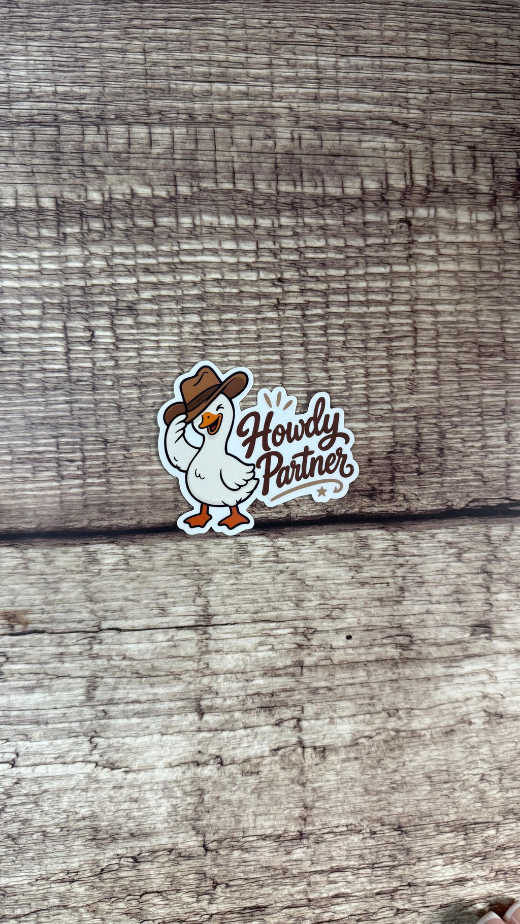 Howdy Partner Sticker, Cute Cowboy Duck Country Western Vinyl Decal, Funny Yeehaw Gift for Laptop or Water Bottle