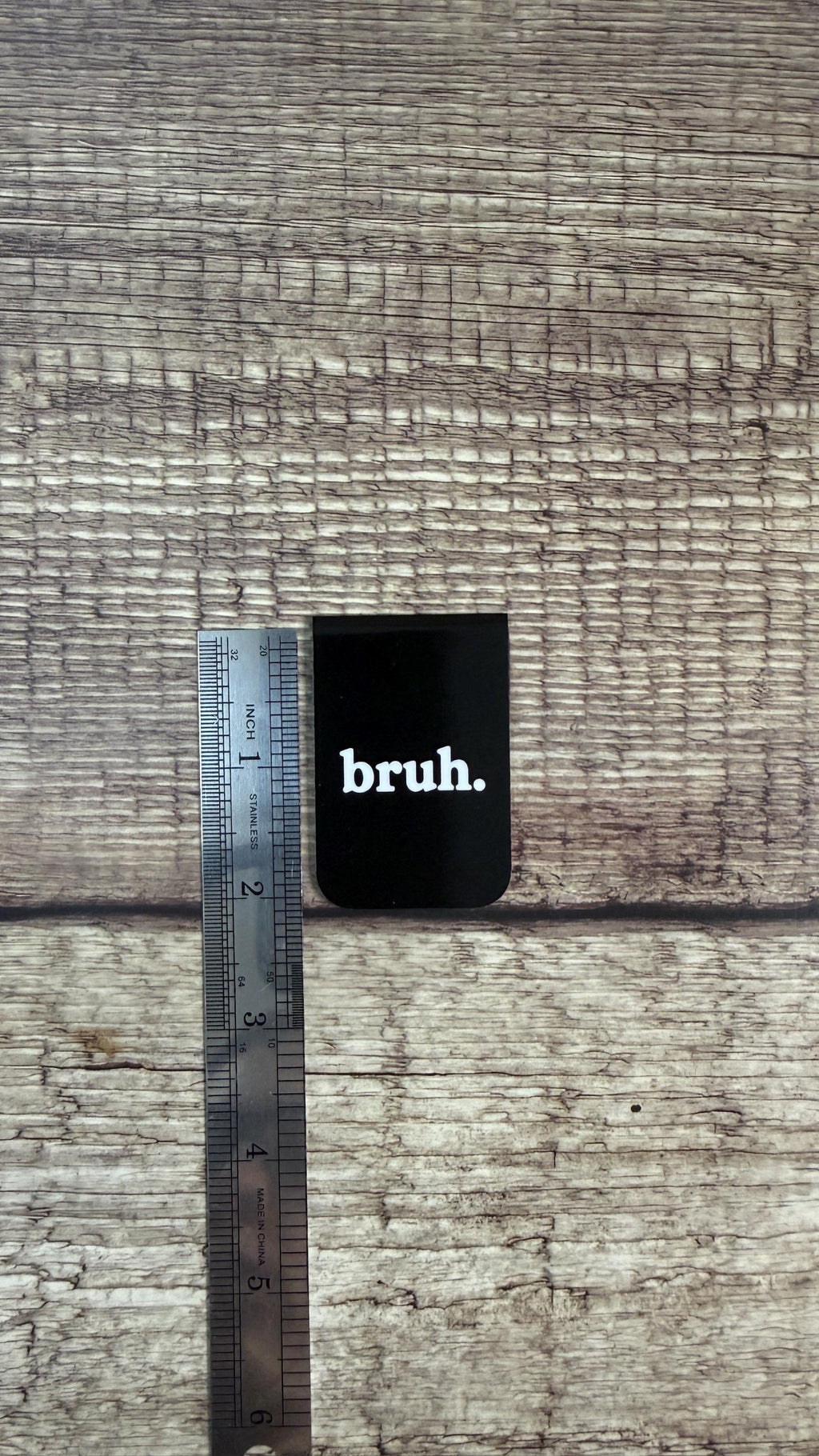 Bruh Magnetic Bookmark, Funny Relatable Page Marker, Minimalist Black and White Book Lover Gift for Students and Readers